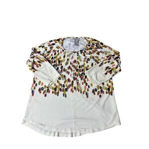 Multiples Top Women’s Small 3/4 Sleeve Cream Multicolor Dot Print Tunic